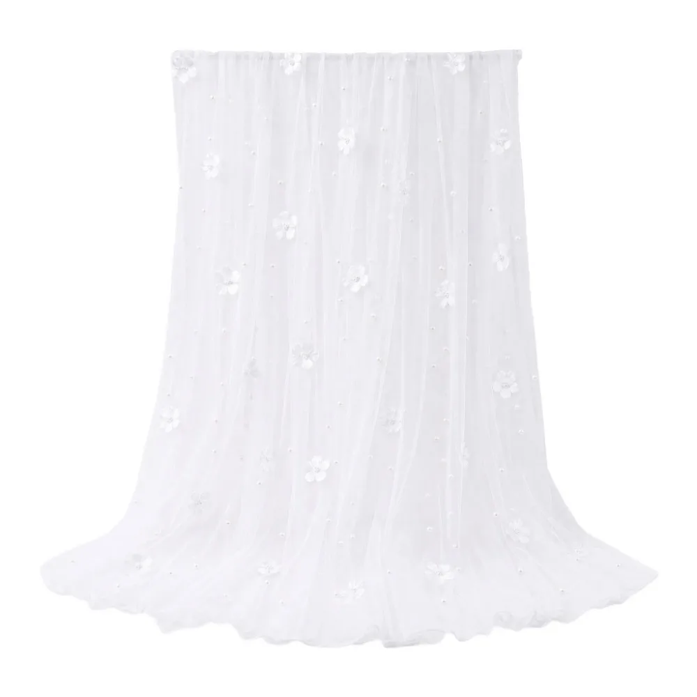 Hollow-out Pearl Tulle Table Runner Semi Transparent 200x80cm Tulle Gauze Table Cloth DIY Floral Pearl Tulle Fabric‌ Table Cover