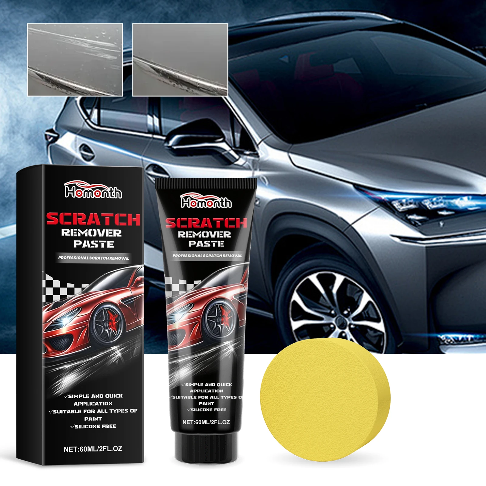 Homonth Car Paint Scratch Repair Remover Car Scratch Repair Cream Set Repair Scratch Polish Paint Maintenance Care Repair Paste