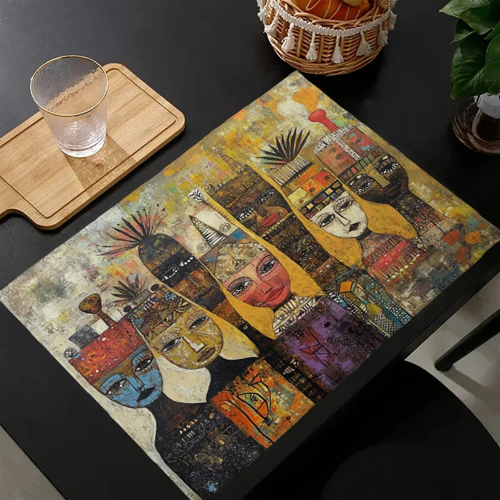 African Face Art Print Placemat, Heat-Insulating & Stain-Resistant, Home Kitchen & Dining Room Placemat