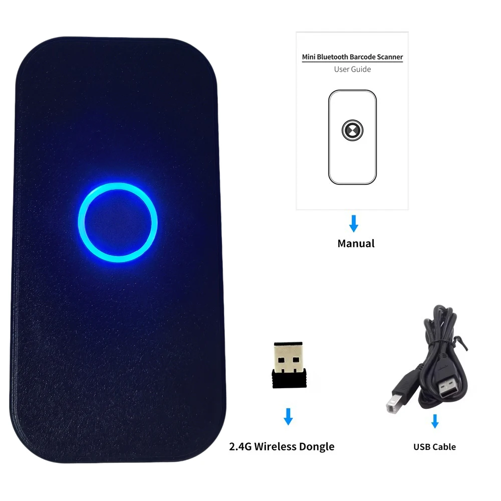 Mini Wireless Pocket Barcode Scanner Bluetooth Portable 1D 2D QR Code Reader Handheld for Courier Logistics Retail Shop Warehous