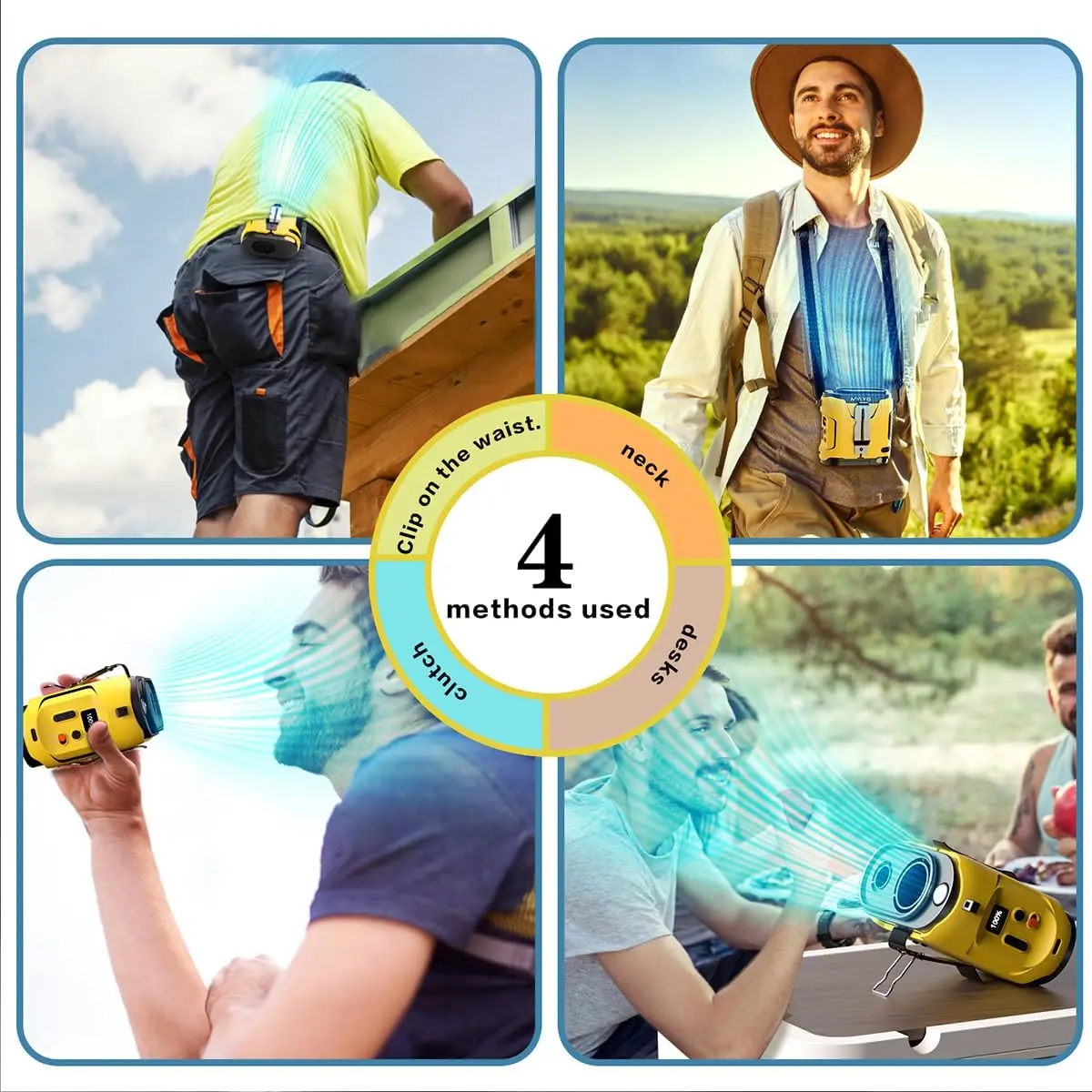 Portable Waist Fan 2025 Upgrade Personal Fan Clip on with Rechargeable Battery operated Hands-Free Belt Fan for Outdoor Camping