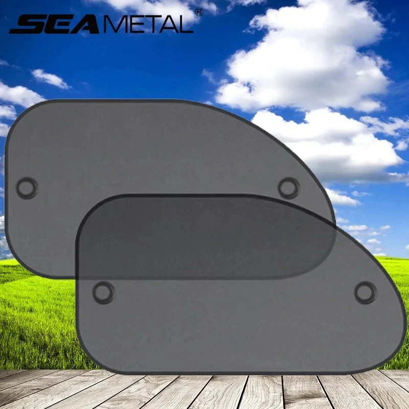 SEAMETAL 2PCS 자동차 창 차양 커버 태양 방패 UV 보호 자동 전면 후면 블랙 창 커튼 여름 자동차 액세서리