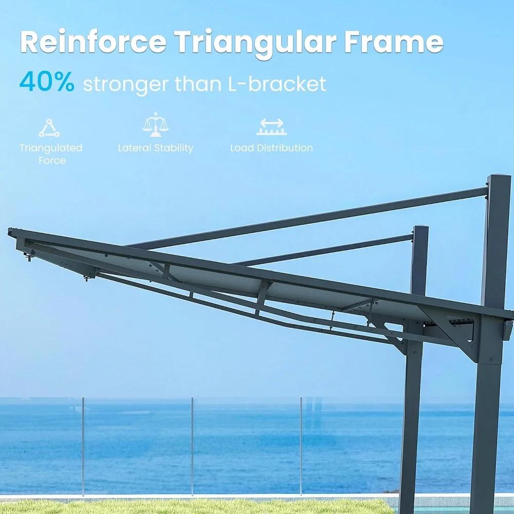 Outdoor Gazebo  Hard Top Metal Gazebo, Freestanding Shelter Pergolas with Galvanized Steel Roof, Heavy Duty Patio view 4