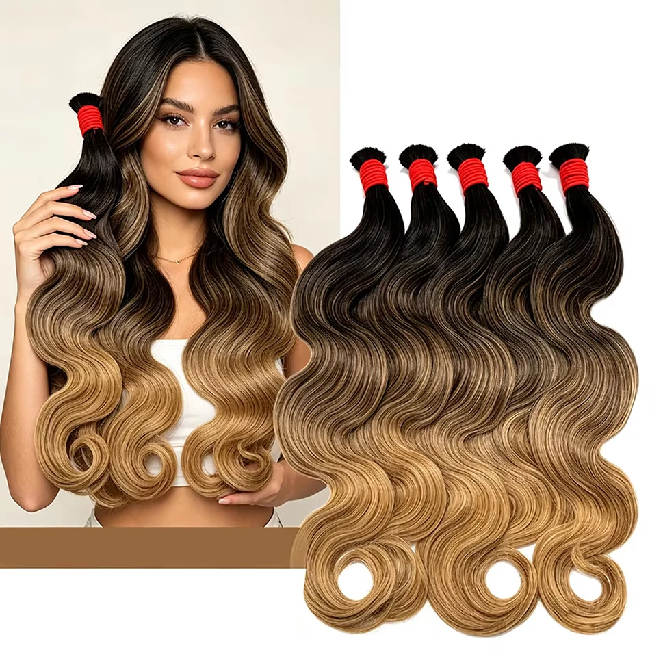 Gradient Color 100% Human Hair Bulk Ombre Hair Extensions Remy Human Hair Bundles Gradient Color Braiding Hair Natural for Salon