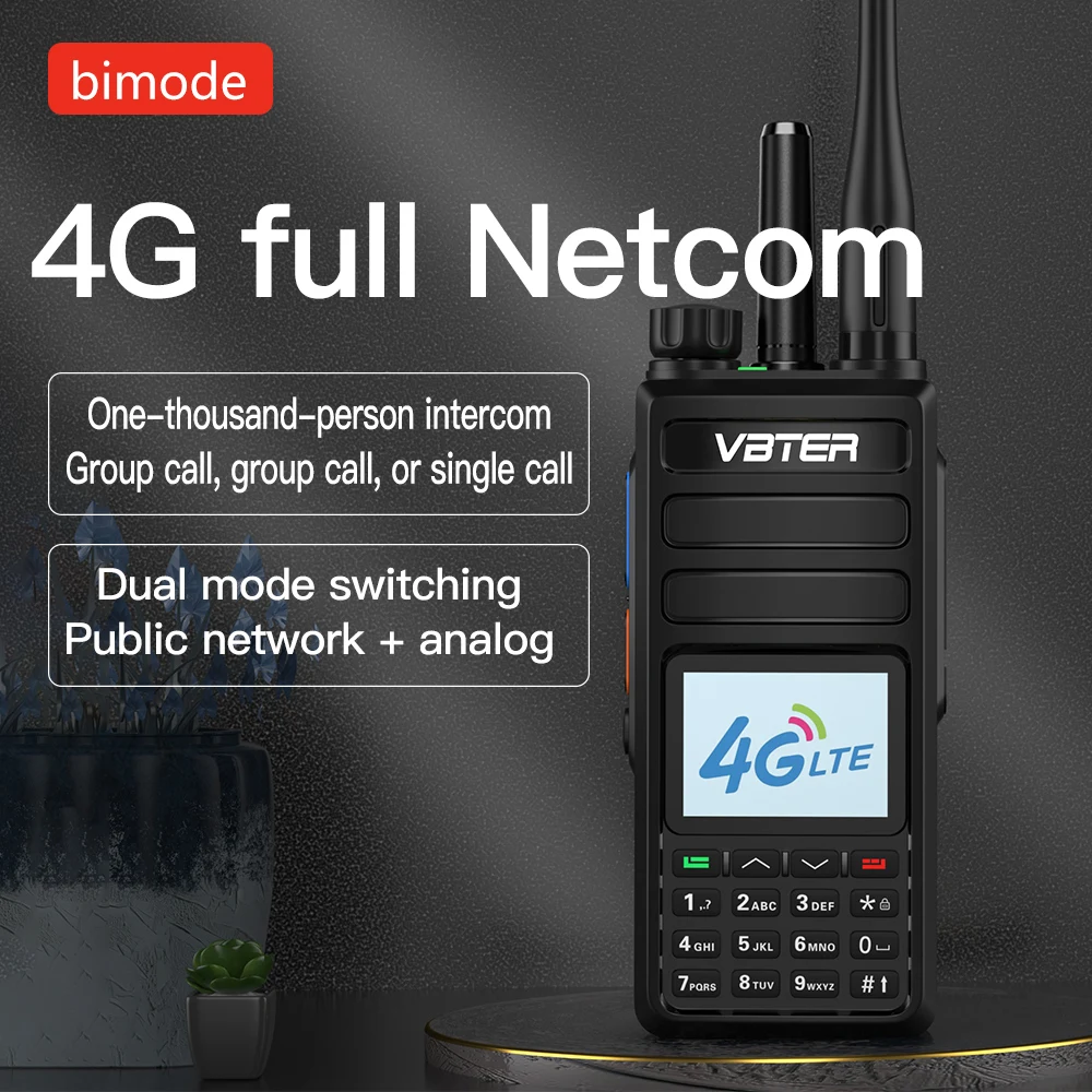 VBTER 2024 New 4G POC Network Radio with Analog UHF 430-440MHz 5Watts High power Dual Mode Dual Screen work