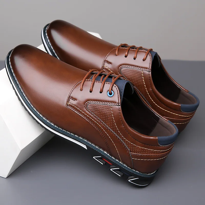 

Luxury Men's Shoes Brand Business Dress Shoes Fashion Casual Leather Footwear Lace-up Oxford Shoe Hollow Out Mesh Leather Shoes