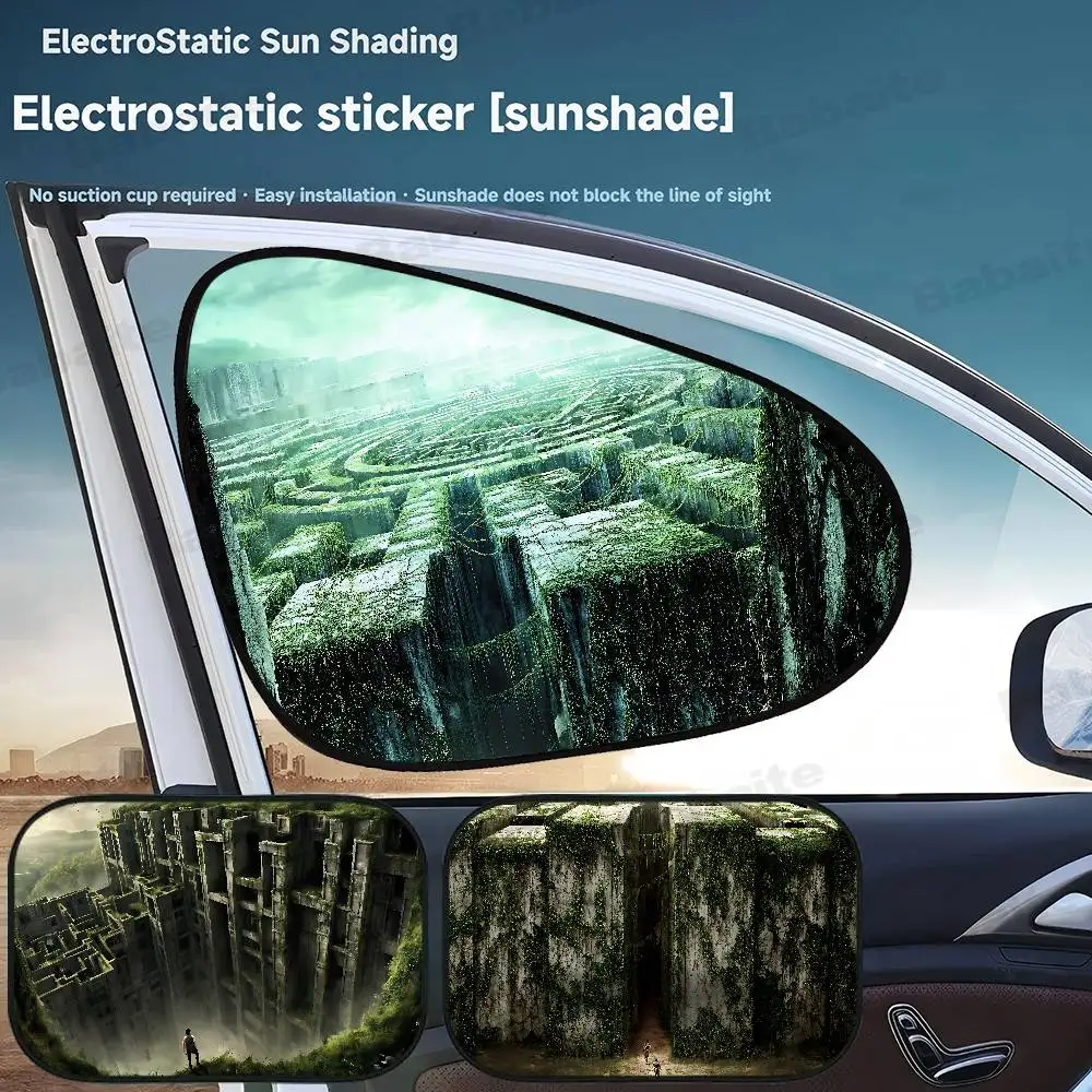 The M-Maze R-Runner Movie Car Sunshade Window Self-priming Heat Insulation Inside Electrostatic Adsorption Side Curtain Privacy