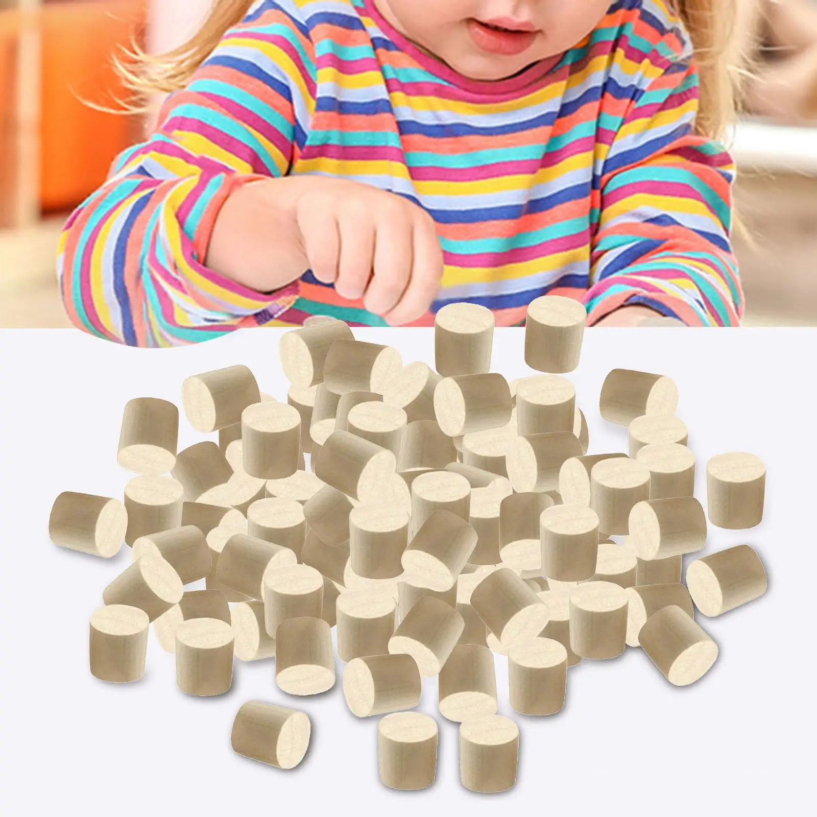 100Pcs Small Wood Blocks Educational Learning Toy for Preschool Kids Toddler