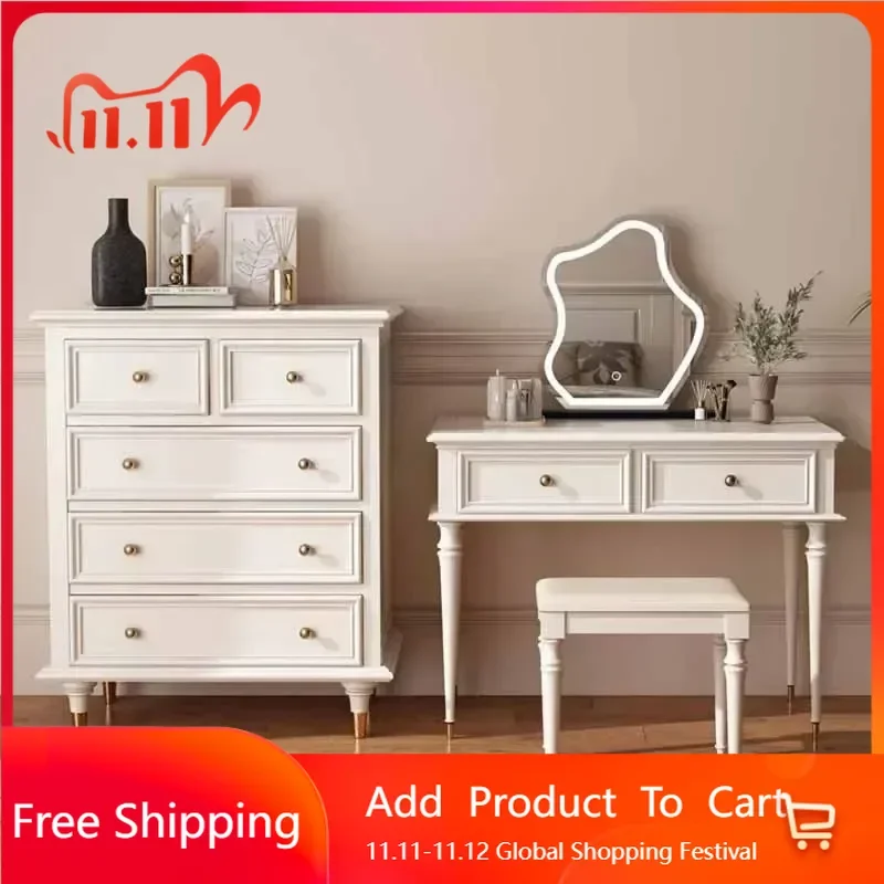 

Compact Nordic Girls Vanity Table Aesthetic Space Saving Makeup Cabinet Bedroom Organizer Princess Penteadeira Unique Furniture