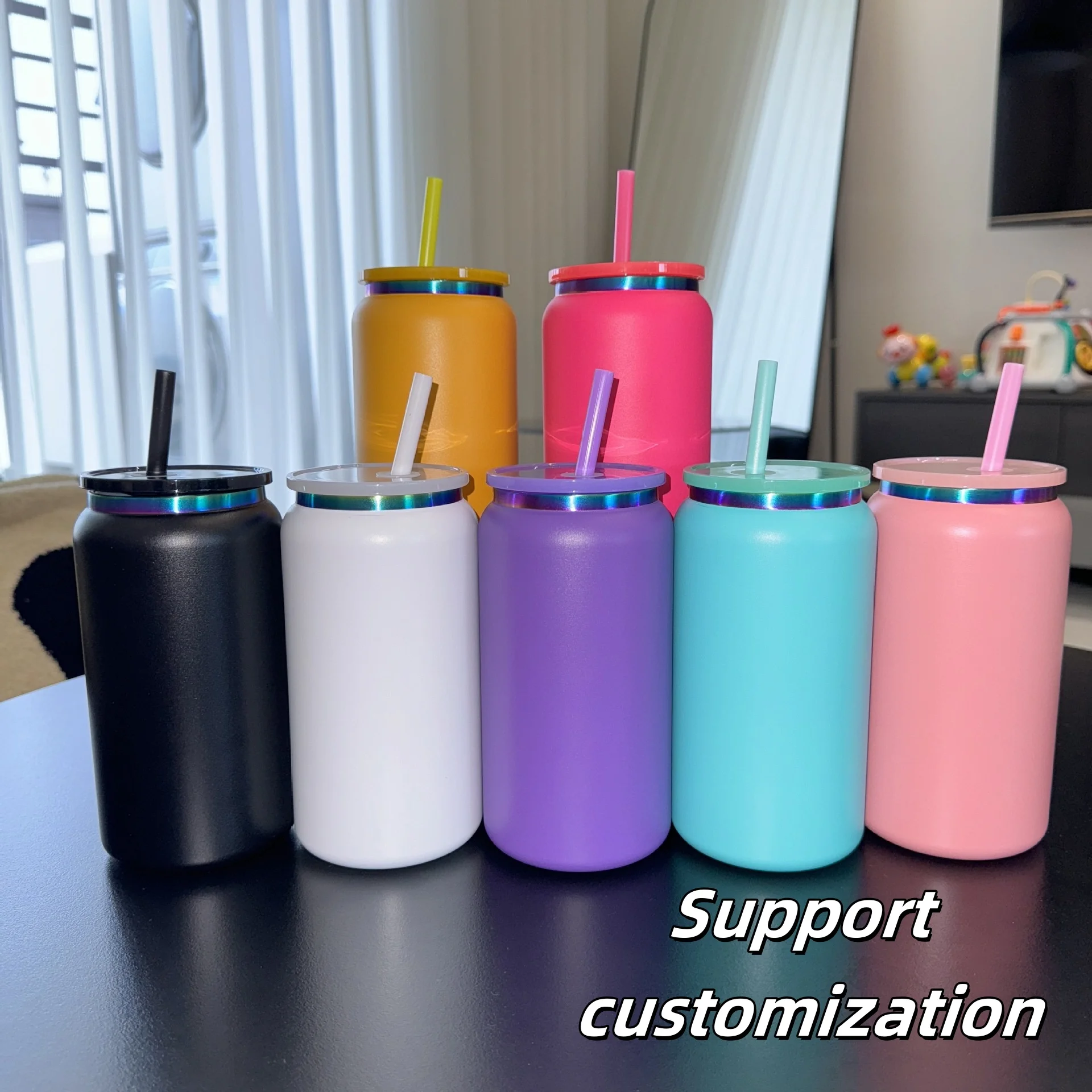 

Цветная ледяная американская кофейная чашка, термос из нержавеющей стали, спортивная бутылка для воды, соломенная чашка, креативная банка для колы, вакуумная соломенная чашка