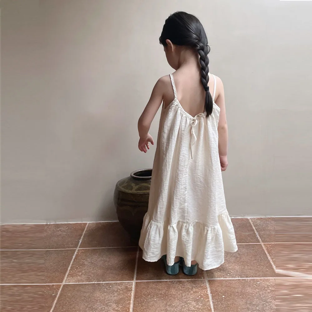 Children Clothing Girls Dress 2023 Spring and Summer Girls Cotton Suspender Skirt Korean Holiday Style Casual Simple Sundress