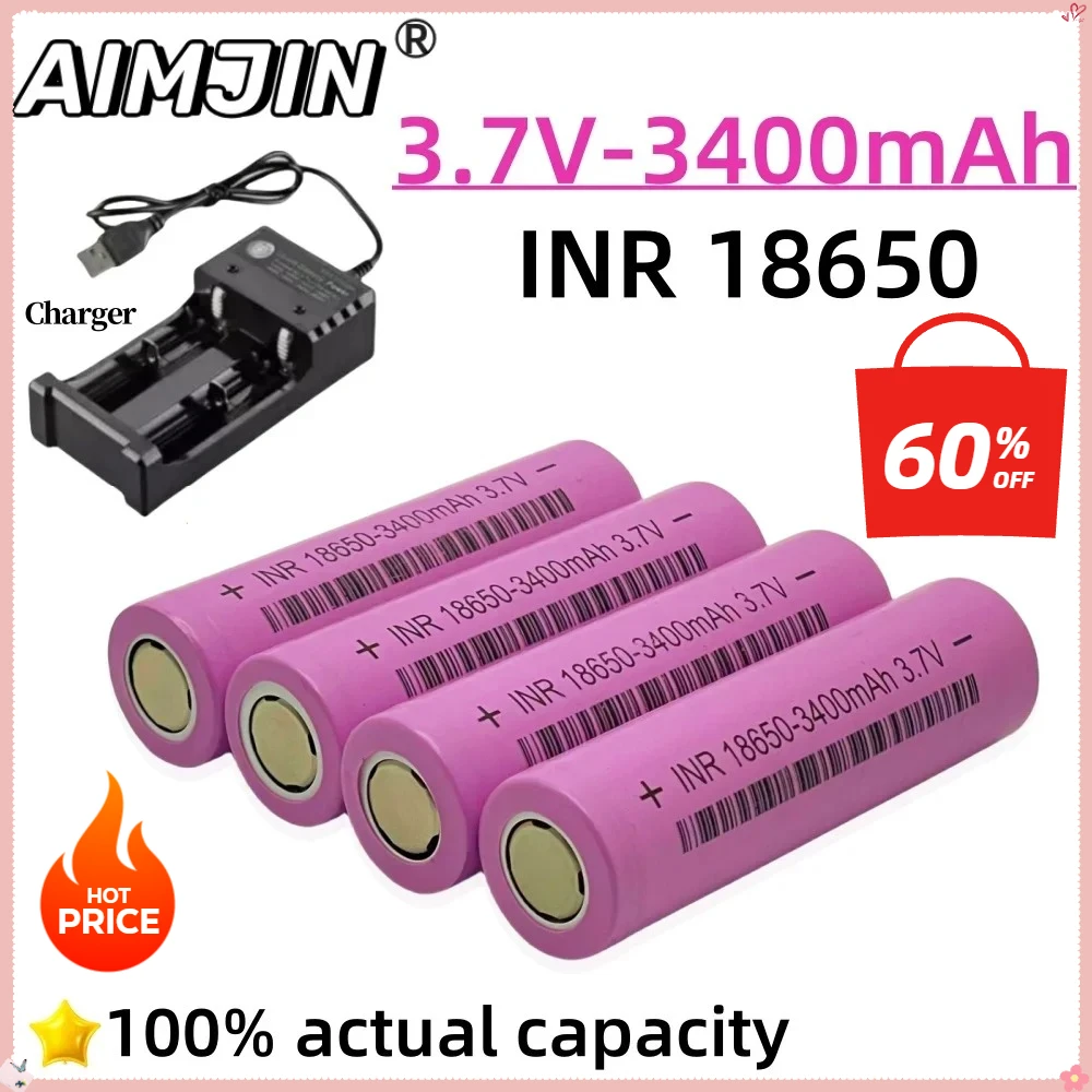 3.7v 3400mAh 18650 battery For Samsung 18650 3.7V Rechargeable battery 3400mah lithium batteries DIY 20A current