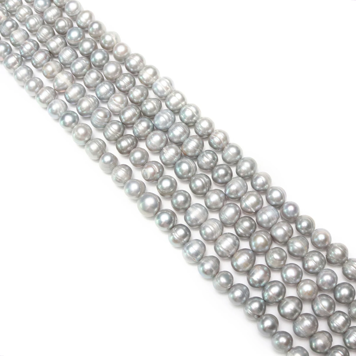 10-11mm 100% Gray Natural Freshwater Pearl Nearround Loose Spacer Beads for Jewelry Making DIY Necklace Bracelet Accessories