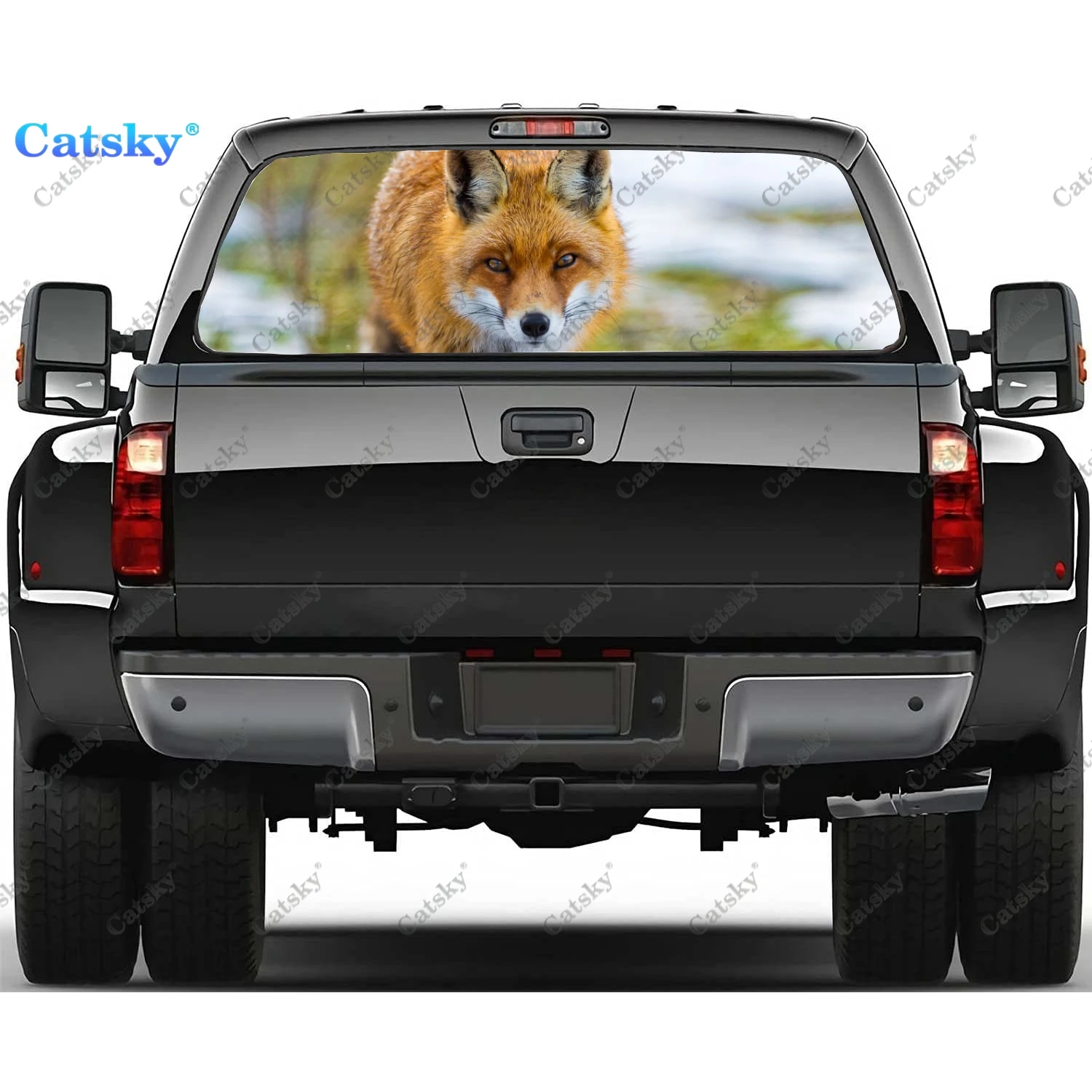 

Custom Animal Fox Printing Rear Window Stickers Windshield Decal Truck Rear Window Decal Universal Tint Perforated Vinyl Graphic