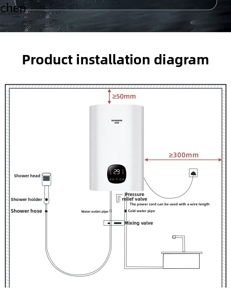 ZML scaldabagno elettrico domestico verticale vasca da bagno secchio piatto bagno piccolo volume