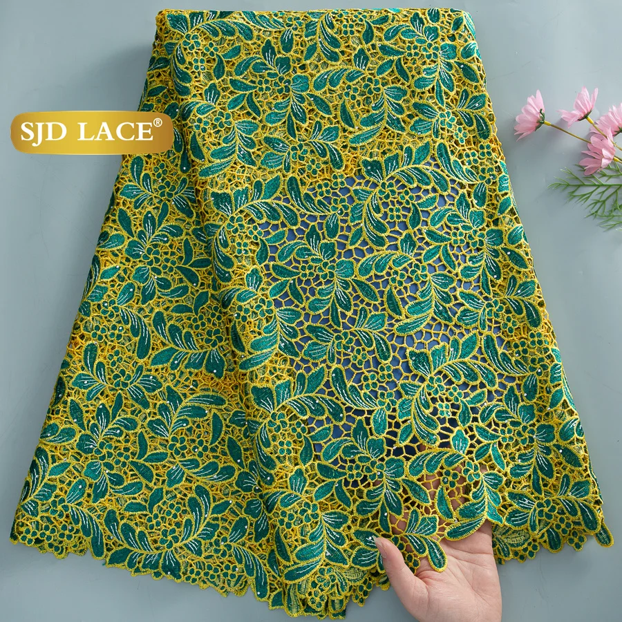 

SJD LACE Nigerian Guipure Cord Lace Fabric 2026 High Quality African Embroidery Water Soluble Lace for Sewing Women Dresses 4669