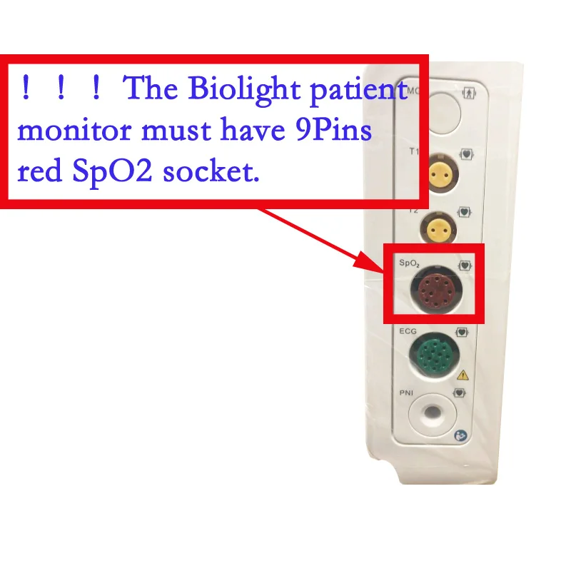 Red 9P Plug 3m of SpO2 Sensor Cable For BLT Biolight S Series/ AnyView M12 Patient Monitor