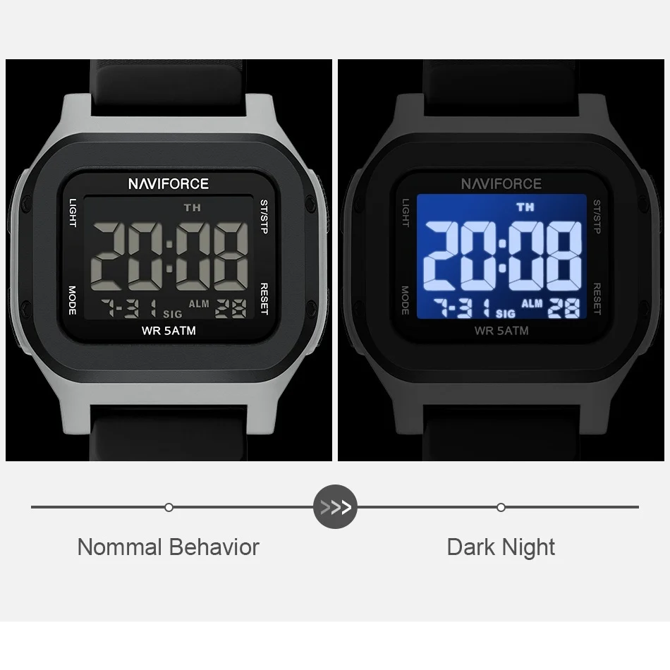NAVIFORCE Men's Fashion Timepiece Sport 5ATM Waterproof Shockproof Watch with Night Light Calendar Display Silicone Starp 2026