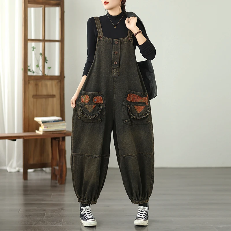 Retro haftowane, miękkie jeansy z szerokimi nogawkami, codzienne spodnie z wysokim stanem, mieszanka bawełny i poliestru, plus size, wyszczuplające, etniczne spodnie.