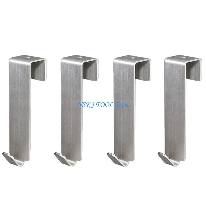 

L8RC 4 Pieces Stainless Steel Over Door Hook with No Perforation and High Quality Hanging Hooks for Hats/ Handbags