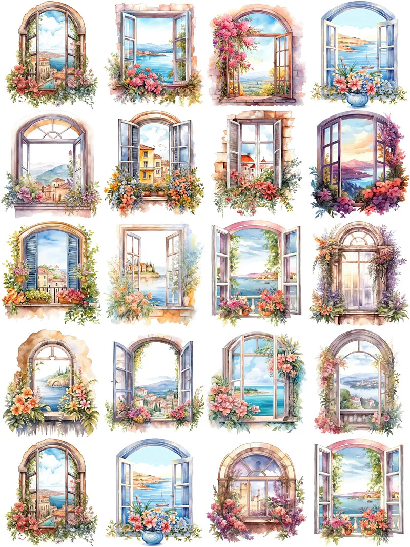 Seaside windows Stickers Crafts And Scrapbooking stickers kids toys book Decorative sticker DIY Stationery