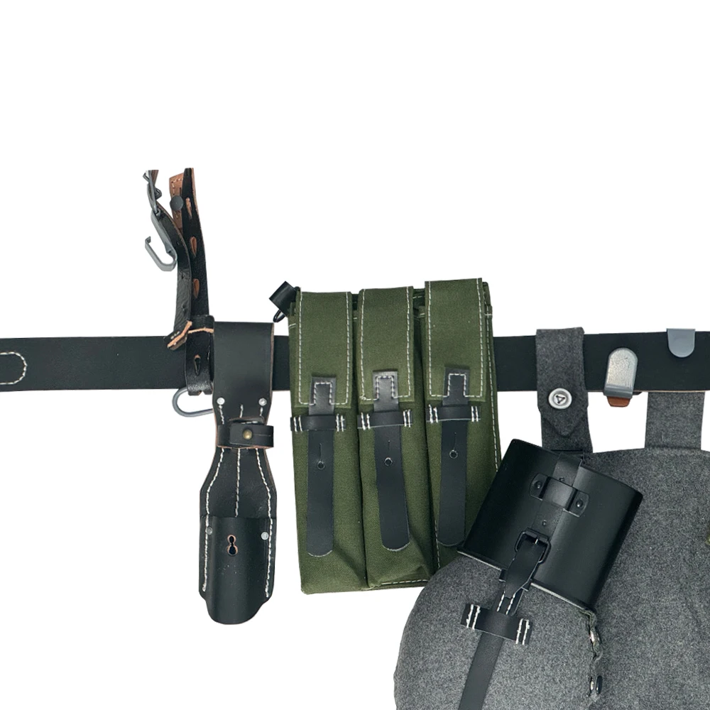 WW2 Combat Equipment, P38 P40 Pouch, Leather Combination, Soldier Gear Collection, War Reenactments, Tactical Backpack