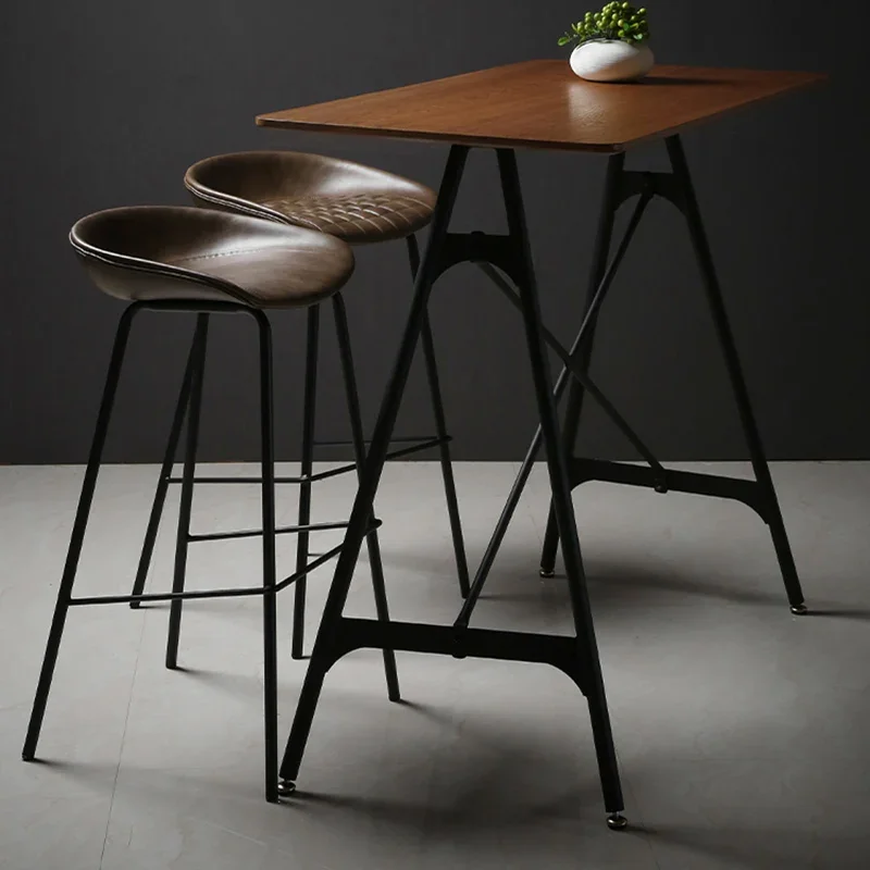 

Iron Industrial Style Bar Chair Metal Backrest High Legged Stool Simple And Fashionable Furniture Taburete Alto