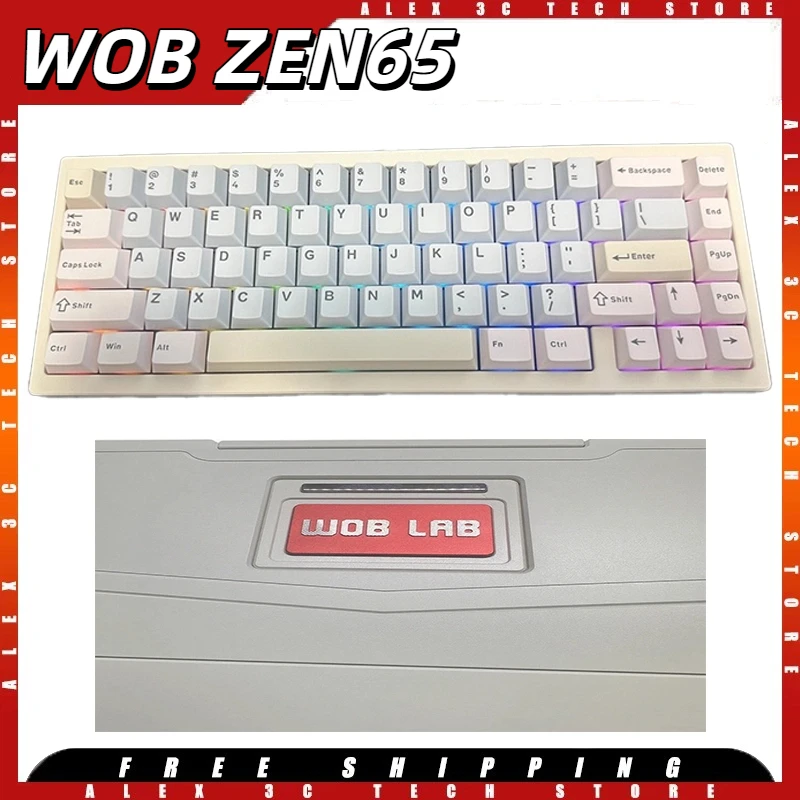 

WOB ZEN65 65% индивидуальная механическая клавиатура, латунная звуковая камера, 1 кГц, 3 режима, 6000 мАч, ARGB PTB, колпачки для клавиш с возможностью горячей замены для игрового офиса