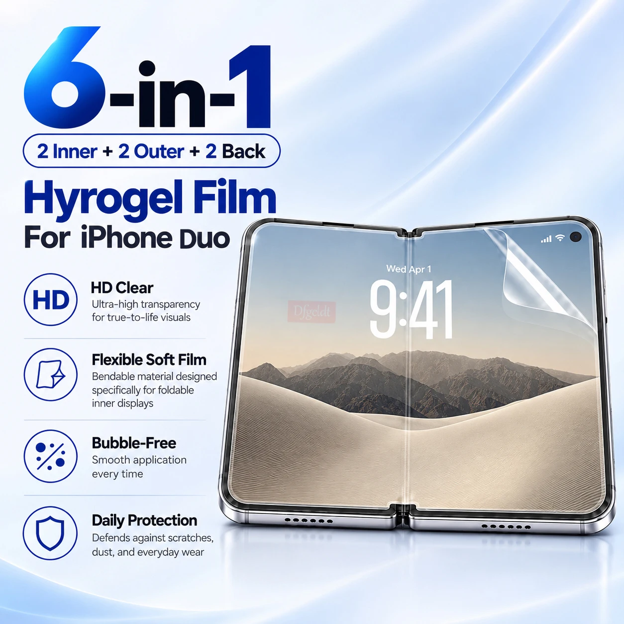 6-in-1 Inner+Frone+Back Hydrogel Film for iPhone Duo Soft Silicone Screen Protector for iPhone Fold HD Clear Protective Film