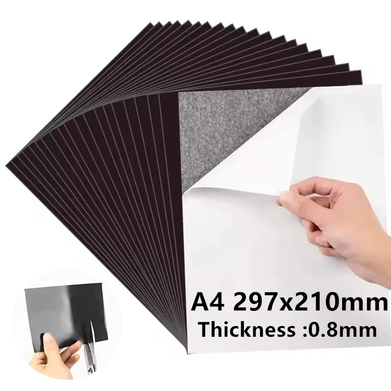 A4 Single Sided Without Adhesive and With Adhesive Rubber Magnet Flexible Magnetic Mat Sheets for Refrigerator Photo Picture DIY
