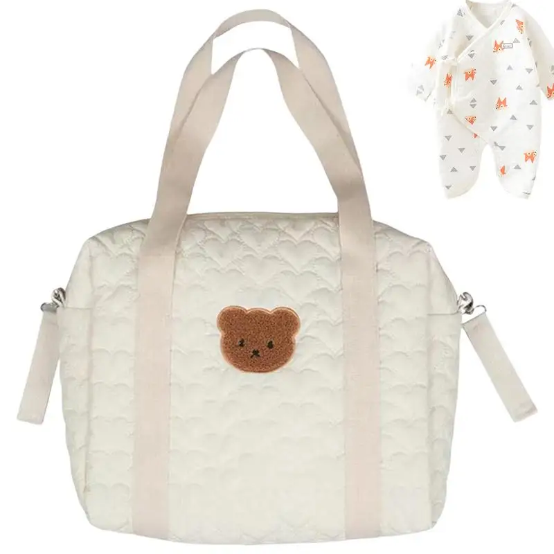 Borsa per pannolini per la cura del bambino borsa a tracolla per mummia portatile ricamo trapuntato passeggino organizzatore per pannolini borse grandi