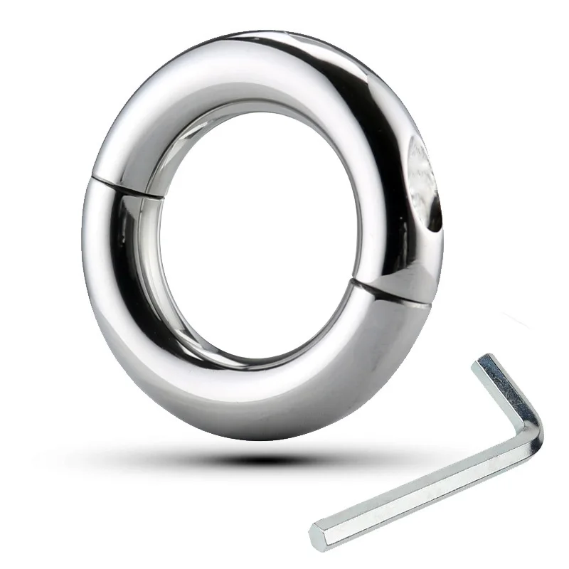 Stainless Steel Heavy Duty Ball Stretcher, Screw Locked Metal Cock Ring for Men, Scrotum Weight Delay BDSM Sex Toys