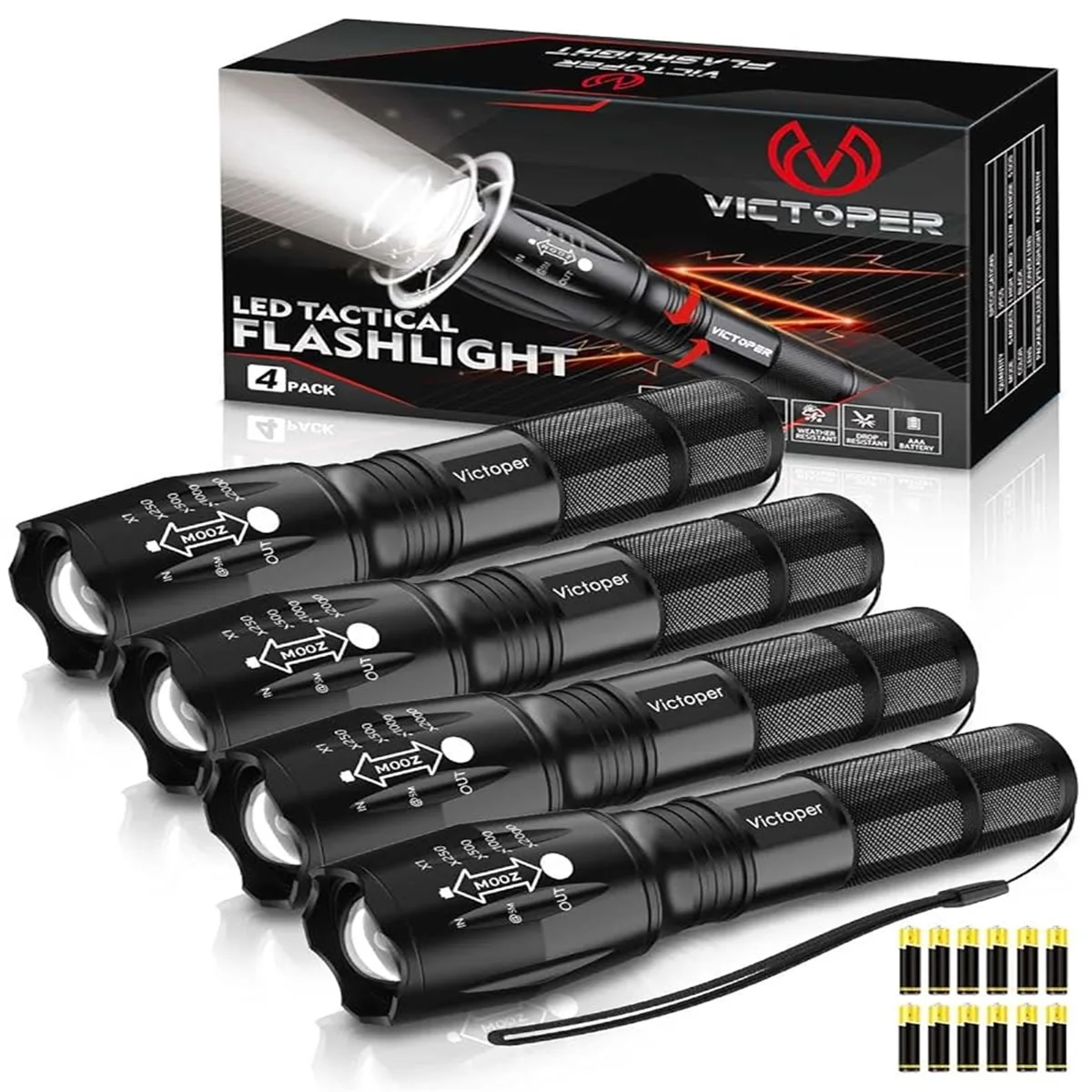 2025 New Tactical Flashlight: 2000 Lumens, 5 Modes, 3.5 Hours Battery Life, with Free Batteries. Perfect for Camping, Hiking.