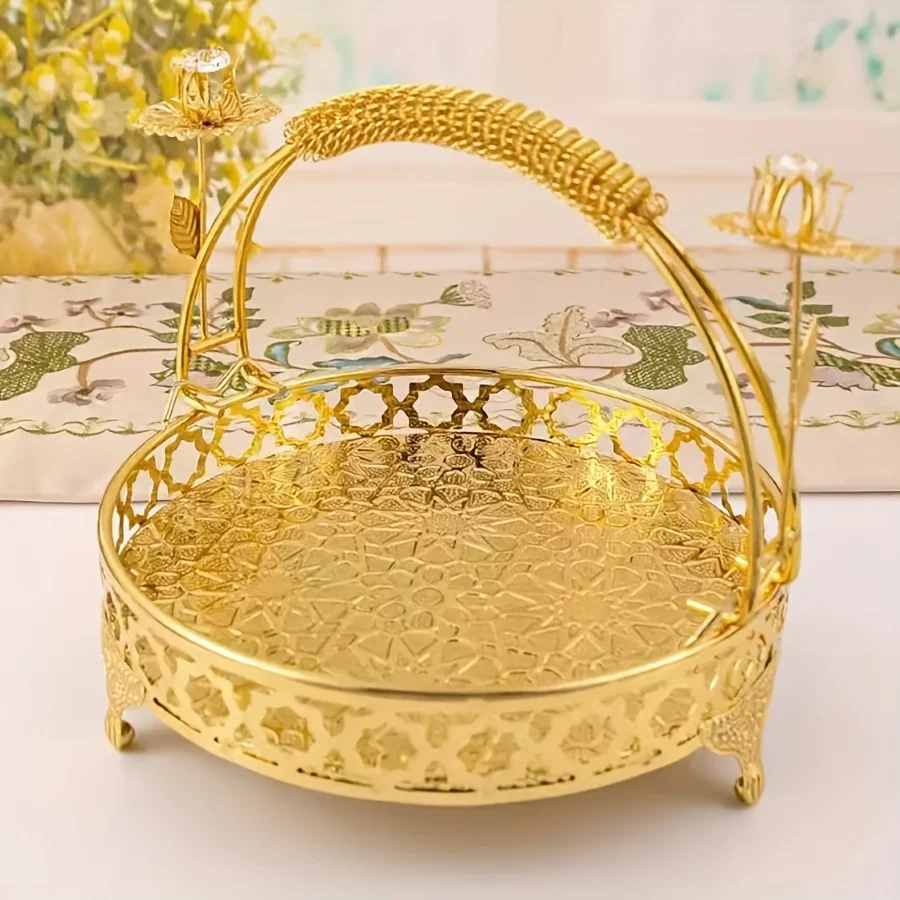 European retro service plate, high-grade round hotel plate,storage basket, fashionable creative plate decoration fruit plate