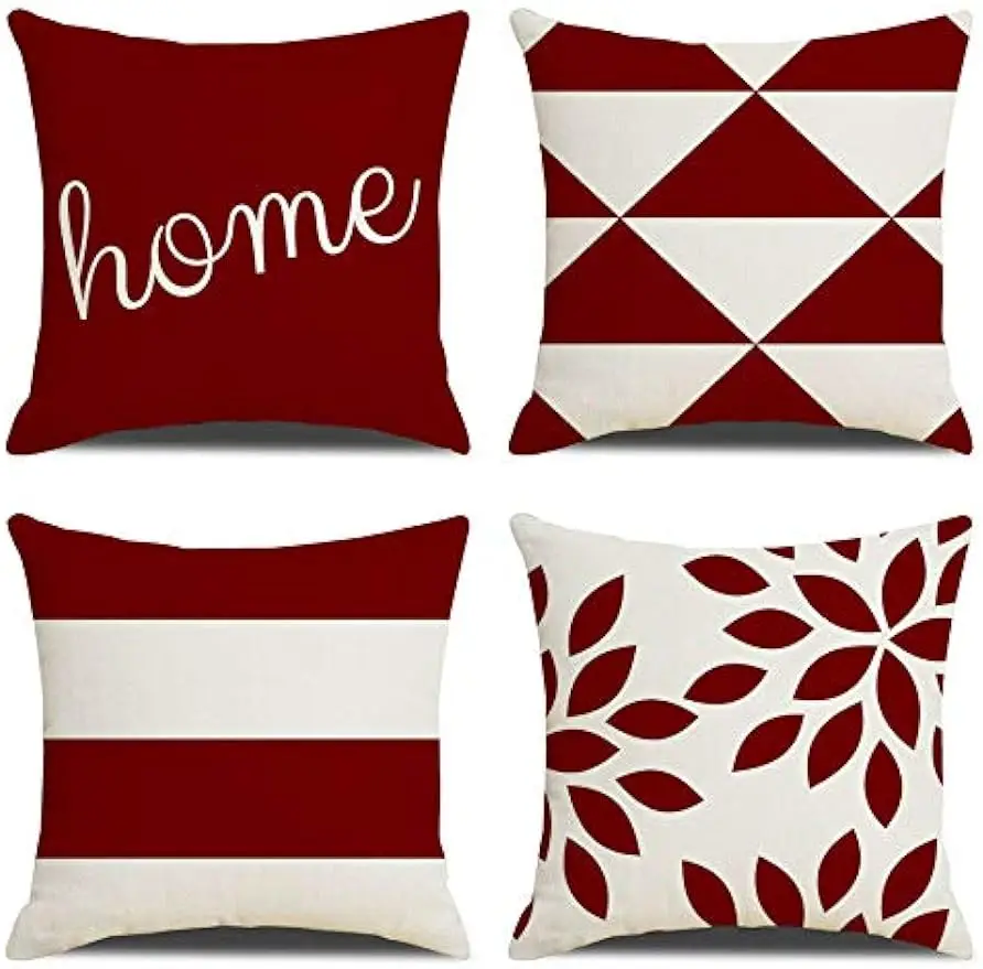 Red geometric modern decorative cushion cover for pillows living room sofa cushion cover 45x45 cm pillow case  home decor