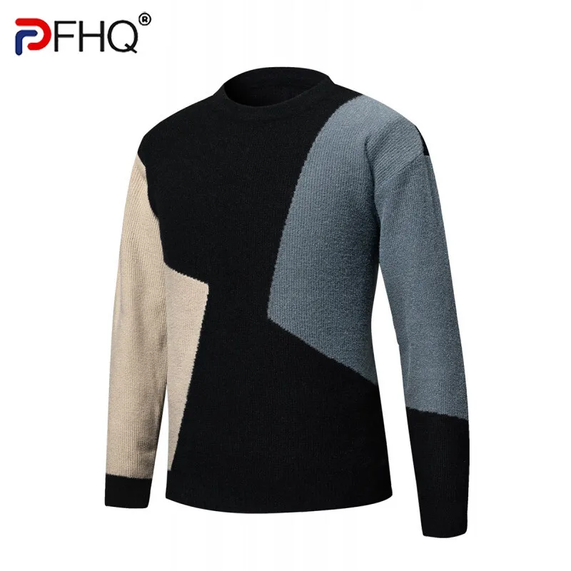 PFHQ-Pull en velours à col rond pour homme, pull à la mode, optique jacquard, décontracté, automne, hiver, nouveau, 21Z7436