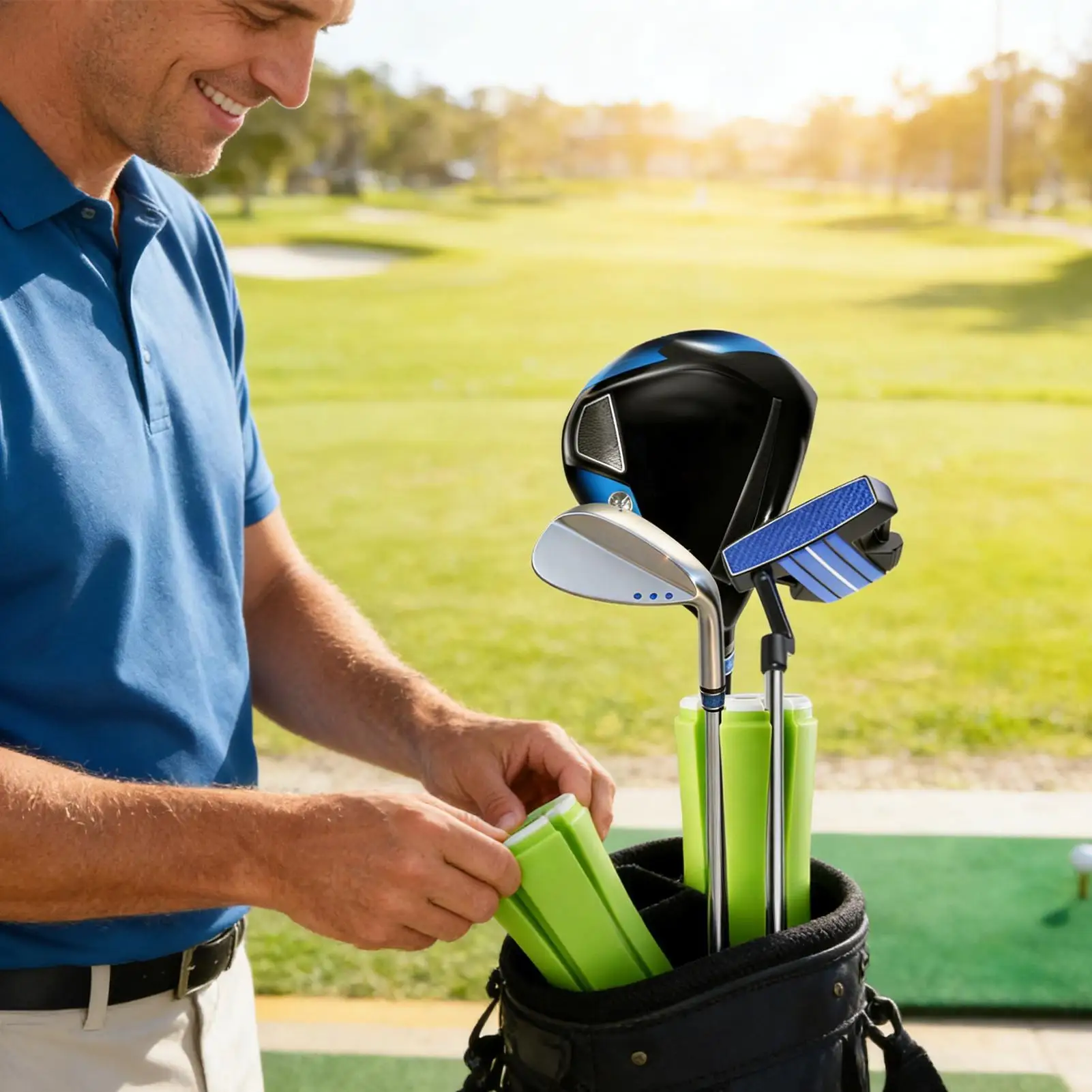

Golf Club Stand Compact Easy-Access Bracket Golf Club Fixed Clip Holder For Beginner Women Men Bag Cart Green Driving Range