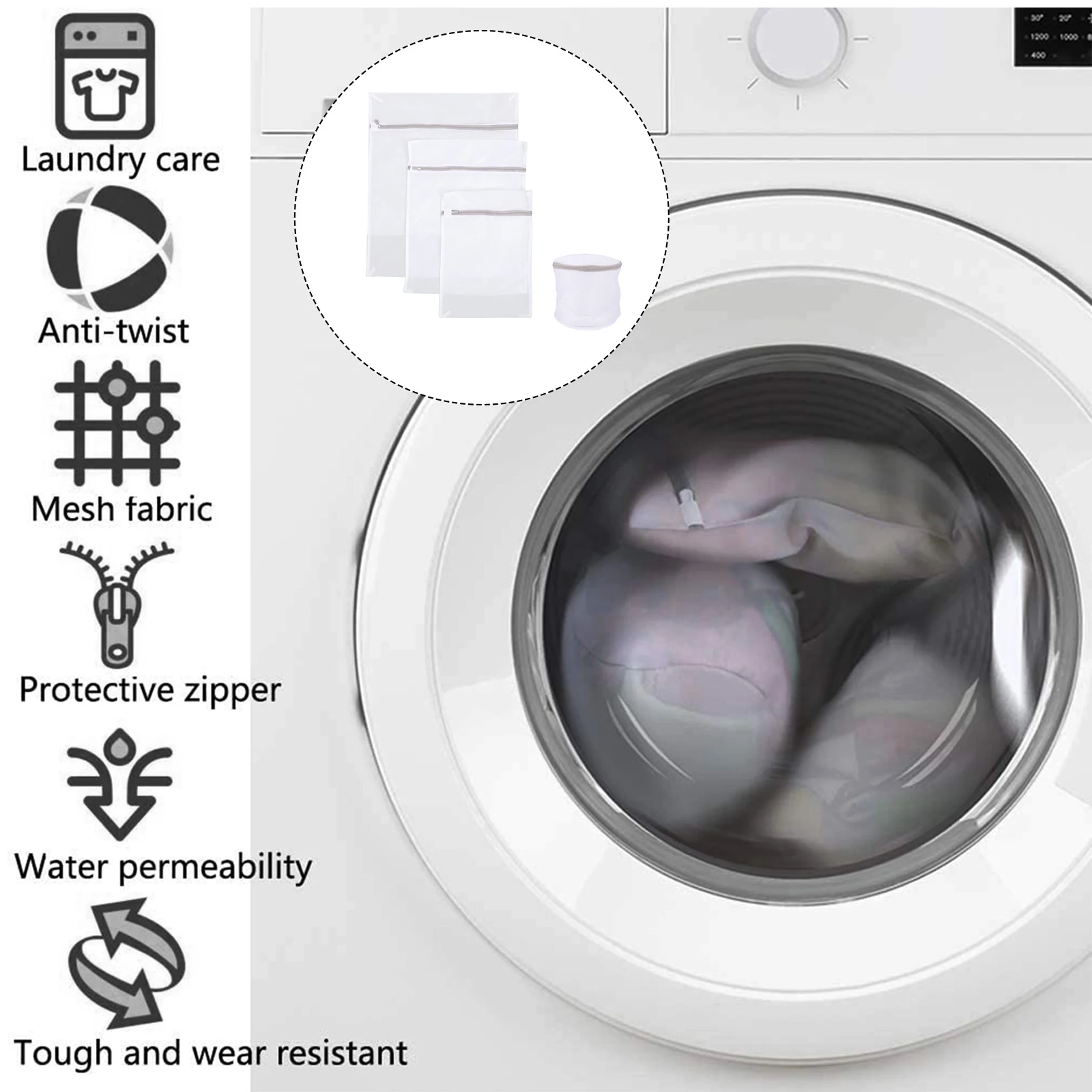 

4pcs Premium Mesh Wash Bras Underwear Washing Clothes Wash Bag Zipper Closure Washer Laundry Bag Bra Washing Pouch For Lingerie