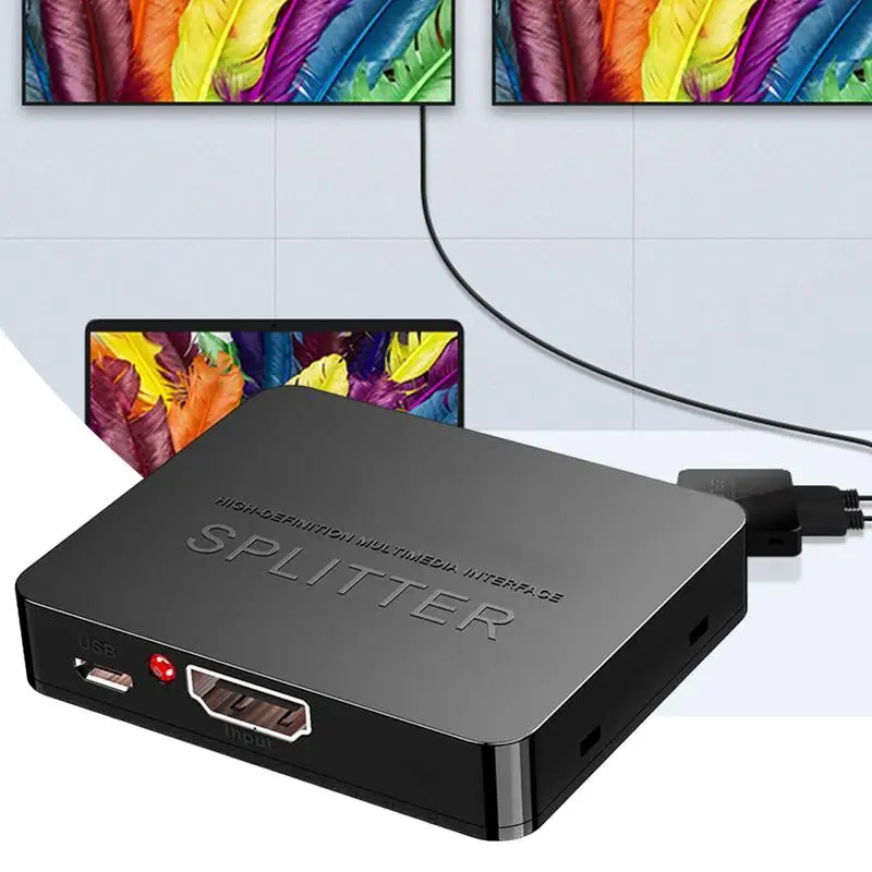 Video Signal Splitter 1 In 2 Out Video Distributor 3D Resolutions Video Distributor Display Switcher Adapter HD Video Adapter