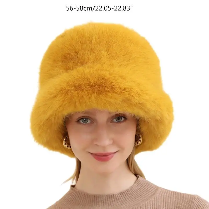 652F Y2k Windproof Bucket Hat Winter Warm Hat Adult Fisherman Hat Russian Cossack