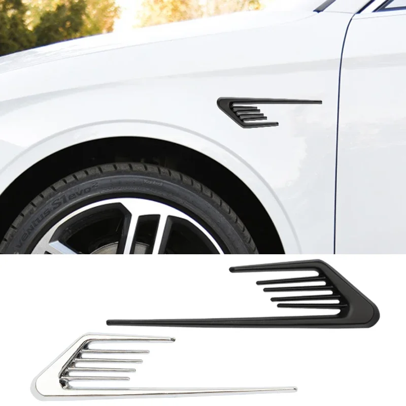

2Pcs 3D Shark Gill Car Side Fake Vent Sticker Metal Chrome Decoration Car Styling For Audi Bmw Benz Car Sticker Accessories