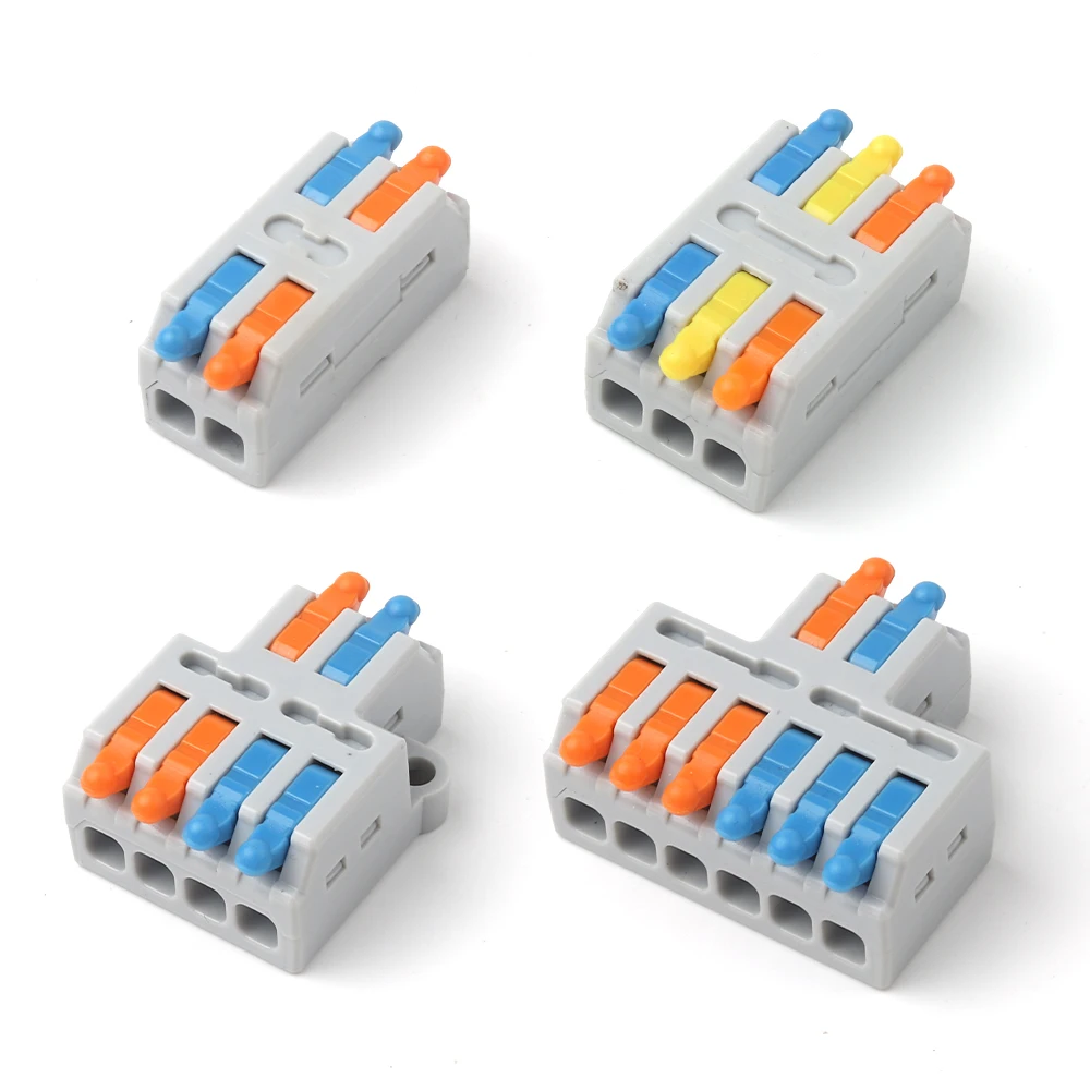 Mini Quick Wire Conductor Connector Universal Compact 2/3Pin 1 in Multiple out Splicing Push-in Terminal Block with Fixing Hole