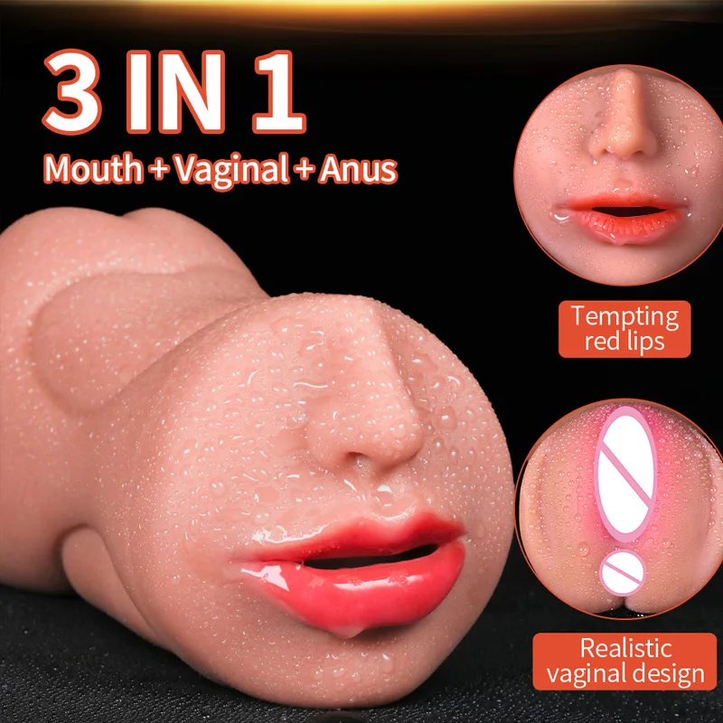 Realistic Male Masturbation Blowjob 3 IN 1 Artificial Vagina Masturbator Cup Deep Throat Oral Anal Clit Adult Products Sex Toy18 view 2