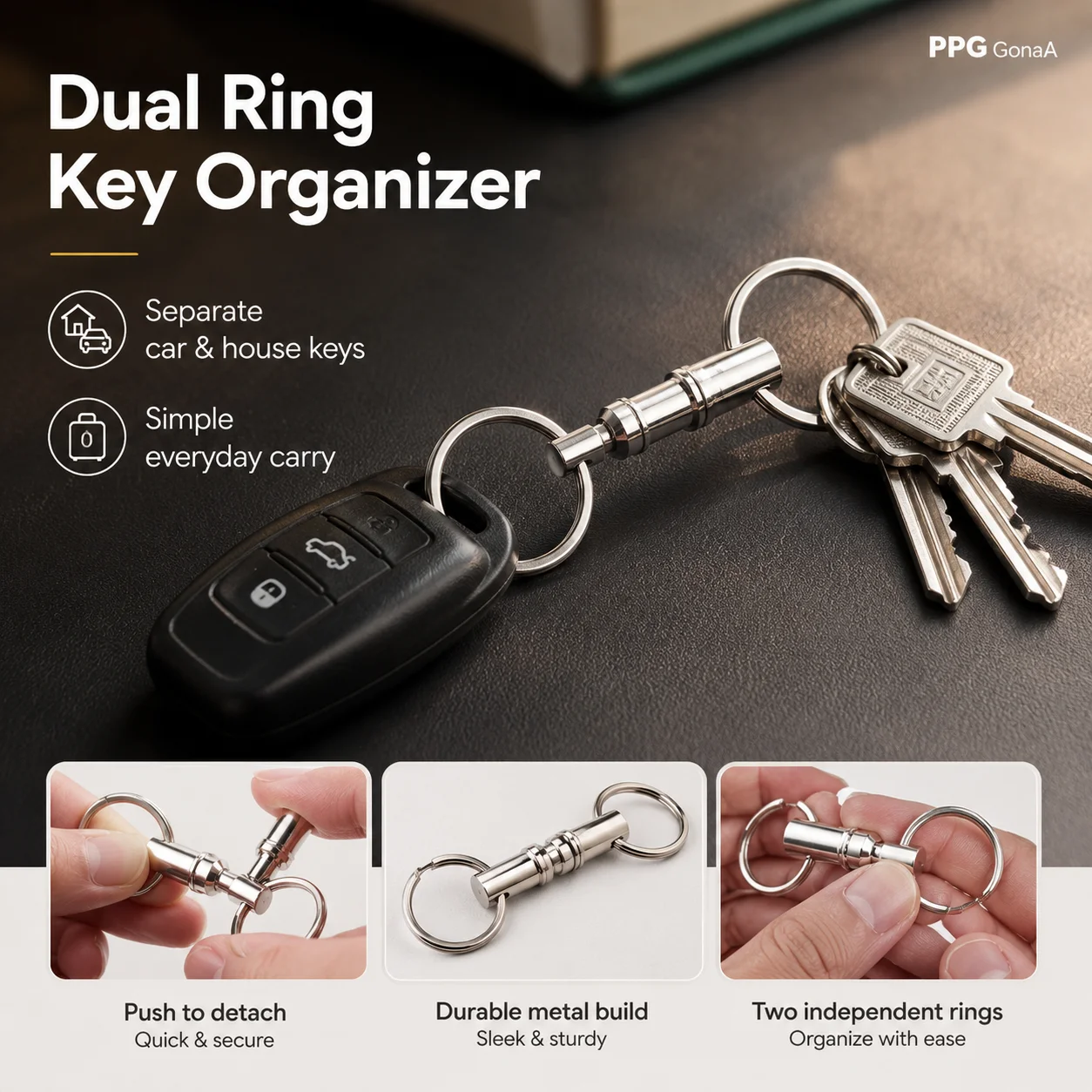クイックリリース式着脱可能なキーチェーン、デュアルスプリット - Edc Car Carry のレビューと価格