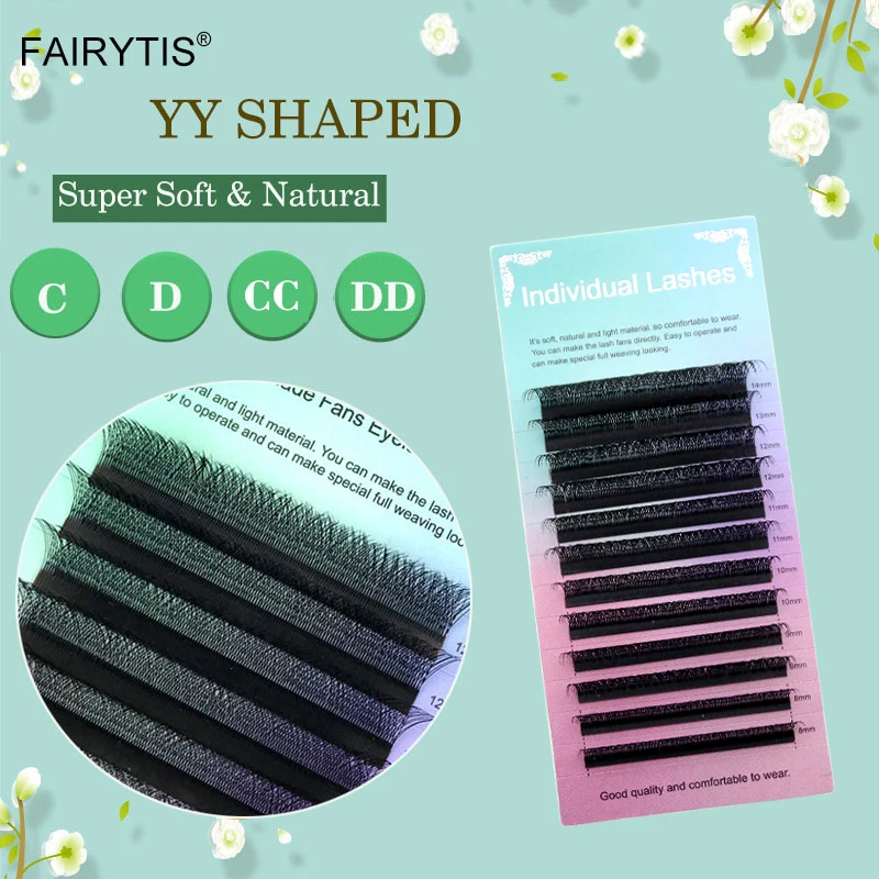 FAIRYTIS YY Форма индивидуальных ресниц C D CC DD Curl Натуральные ресницы ручной работы 0,05 0,07 мм Премиум ресницы из искусственной норки