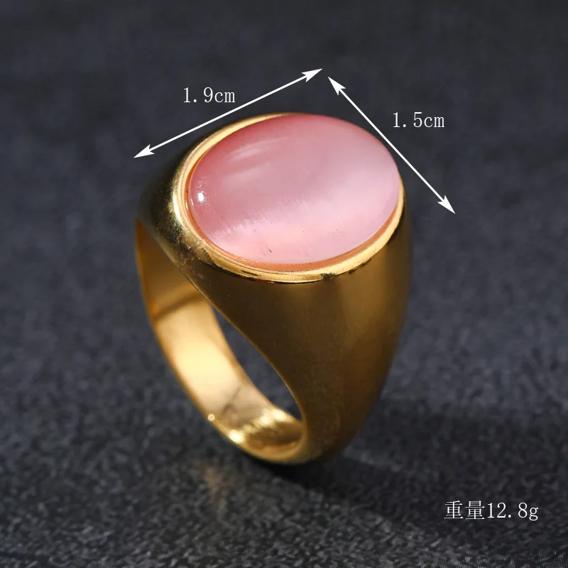 HNSP 316L Edelstahl Vintage-Ring für Damen, Schwarz, Rosa, Grün, Tigerauge, Steinringe, Fingerschmuck, Accessoires, große Größe – Detail 4