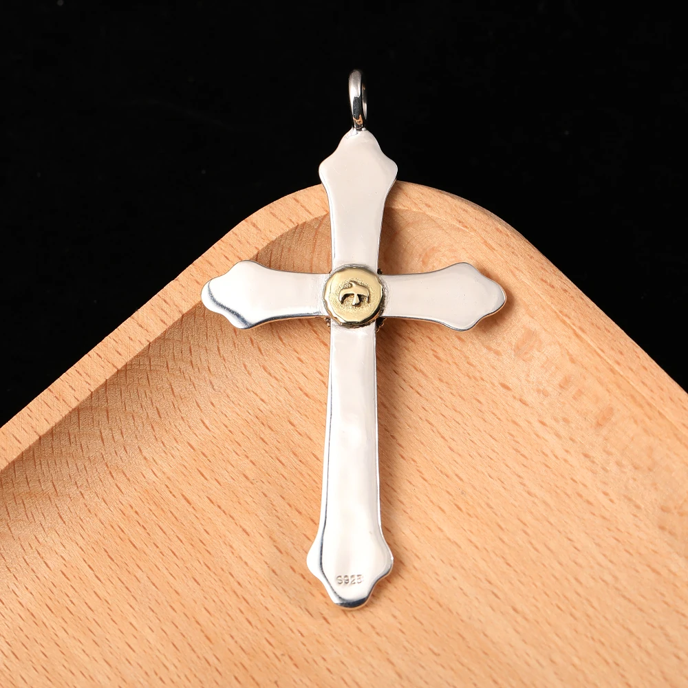 Silver Necklace Goro Takahashi Cross Jewelry Indian Free Shipping Vintage Unisex Blue Turquoise 925 Fine Accessories