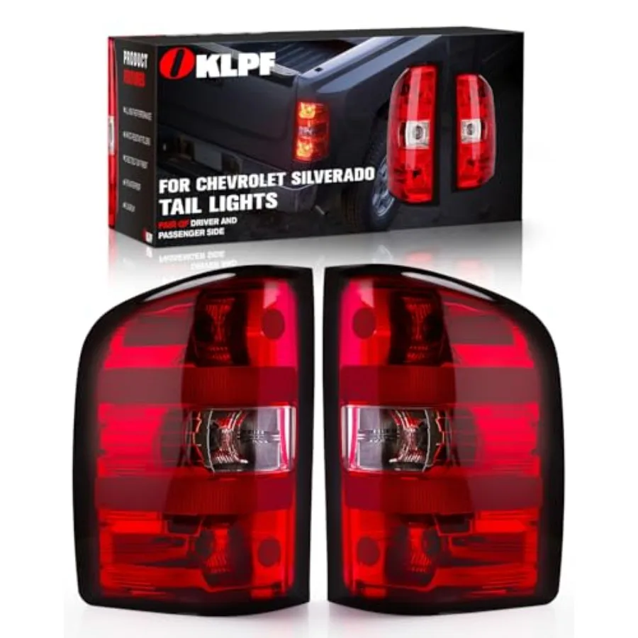 

Rear Brake Tail Lights Compatible With 2007-2014 Chevy Sierado 1500 2500HD 3500HD, Replacement Taillights Assembly, Included Bu