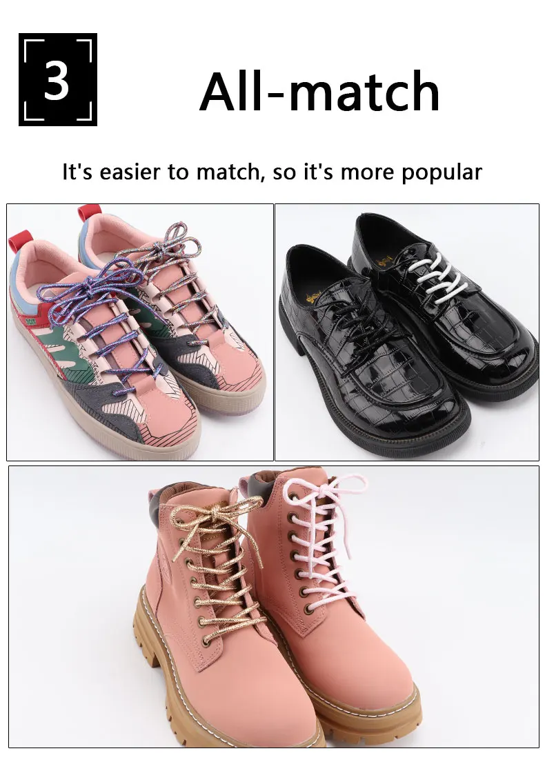 Neue bunte runde Schnürsenkel, modische Glitzer-Schnürsenkel für Laufschuhe, Sneaker-Schnürsenkel 100/120/140/160/180 cm, Stiefelschnürsenkel für Schuhe – Detail 18