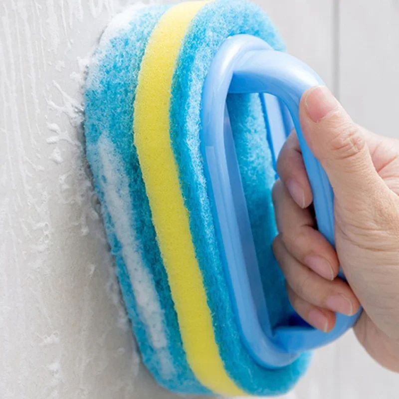 1pc Kitchen Sponge Wipe Thickening Cleaning Brush with Handle Bathroom Tile Bathtub Cleaning Sponge Cleaning Supplies Cleaner